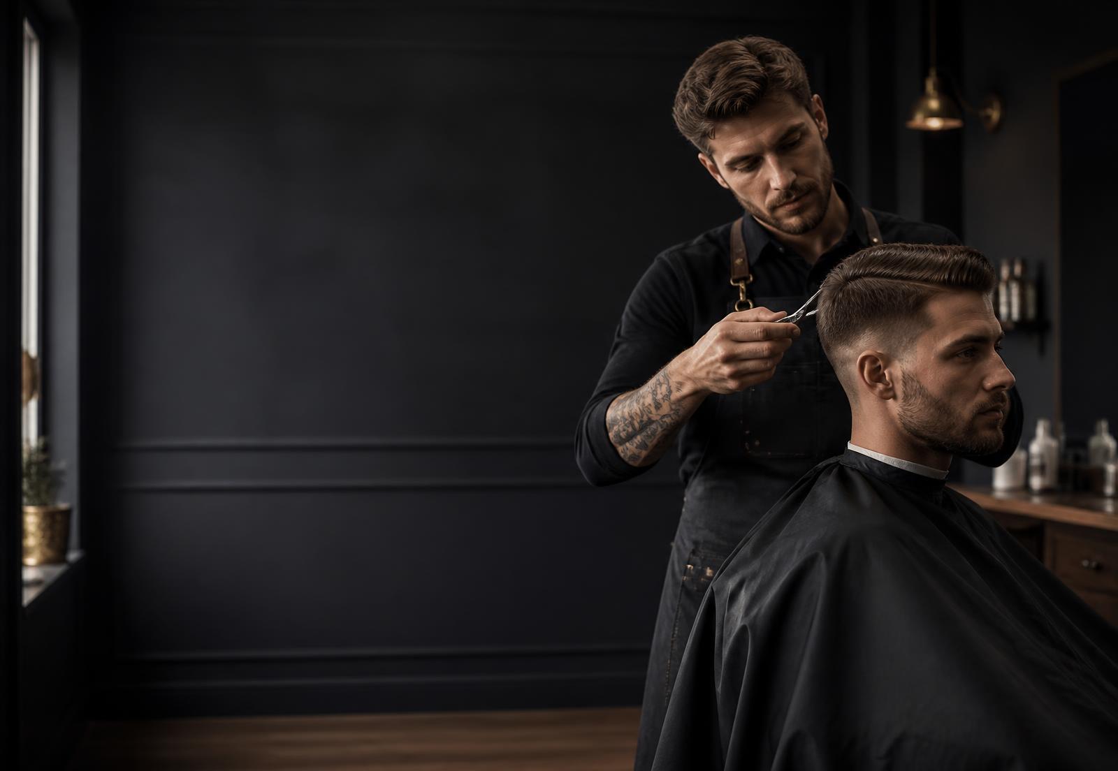 Barberare som utför en precisionsklippning